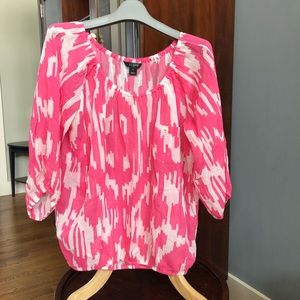 J Crew Factory Pink and White 3/4 Sleeve Small